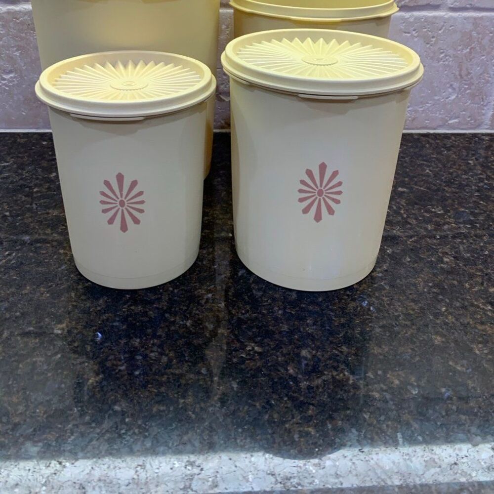 Vintage Tupperware Yellow Servalier 4 PC Set